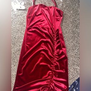 Red velvet dress